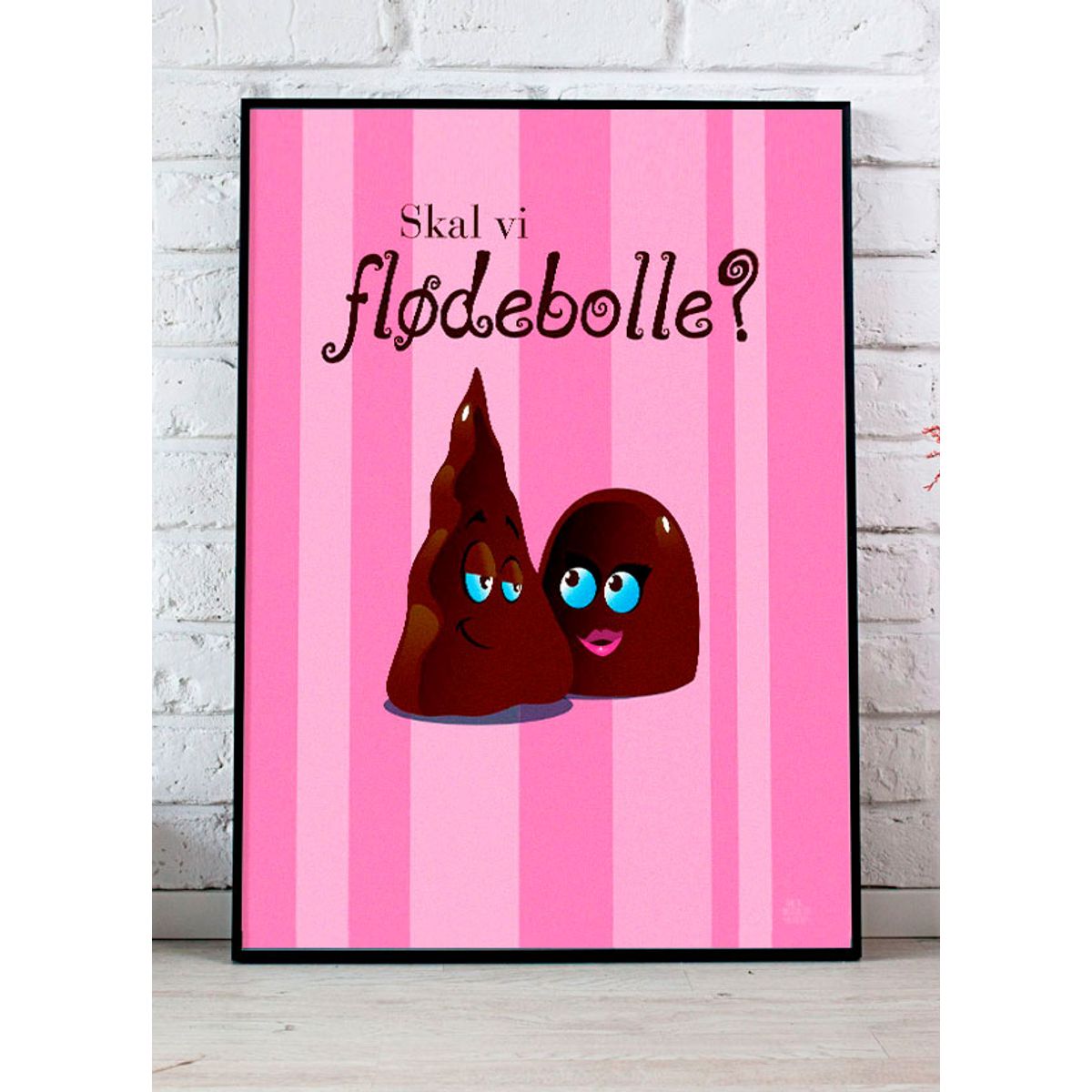 Skal vi flødebolle-plakat - lyserød - 30 x 40 cm - Kr. 219,-