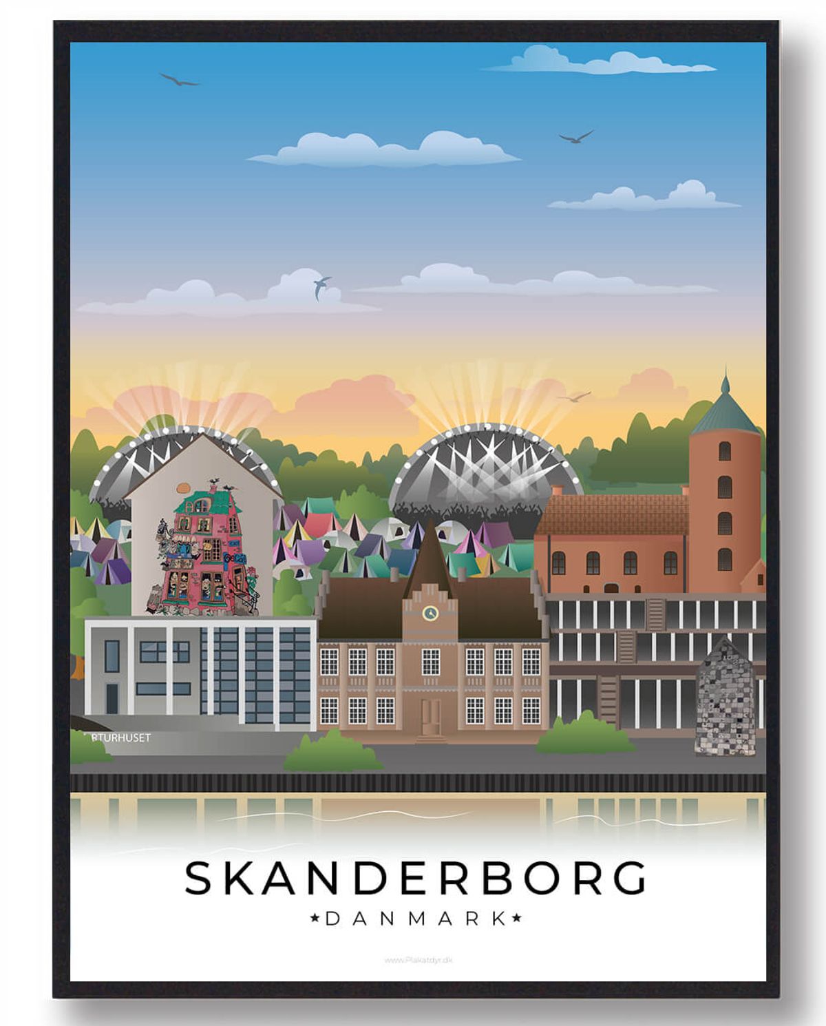 Skanderborg byplakat (RESTPARTI) (Størrelse: L - 50x70cm (B2))