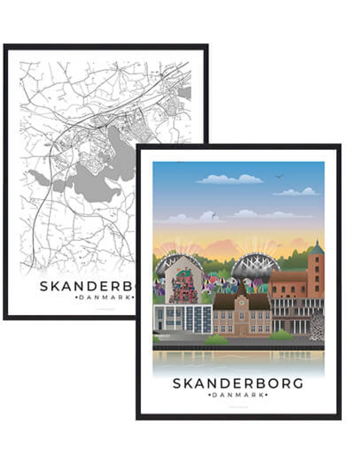 Skanderborg byplakatsæt (Størrelse: M - 30x40cm)