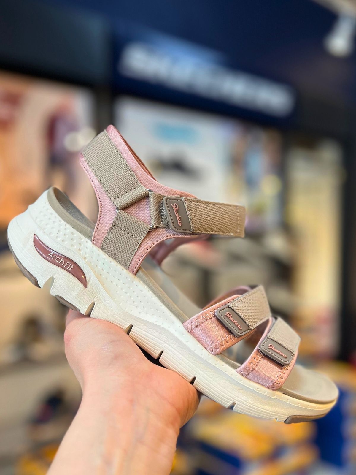 SKECHERS, Dame, Sandaler, Arch Fit - Fresh Bloom - Taupe/Pink 36