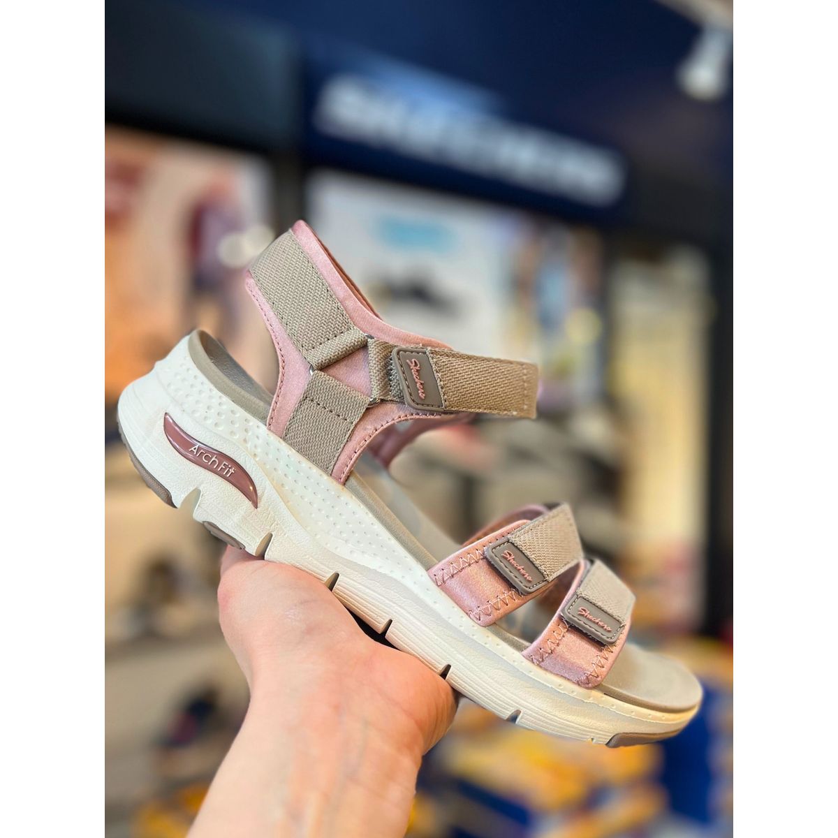 SKECHERS, Dame, Sandaler, Arch Fit - Fresh Bloom - Taupe/Pink 40