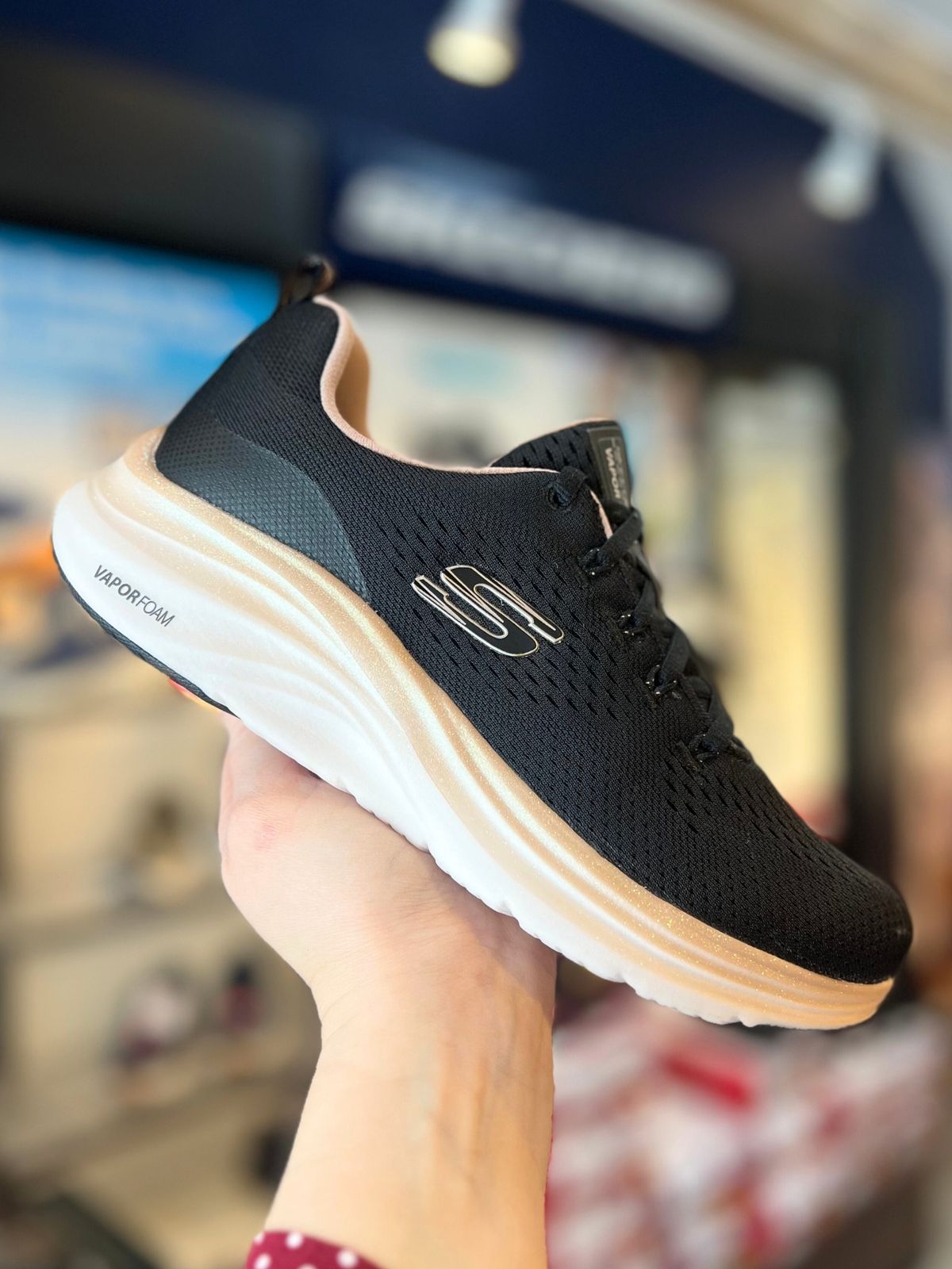 SKECHERS, Dame, Vapor Foam - Midnight Glimmer - Black/Rose Gold 37