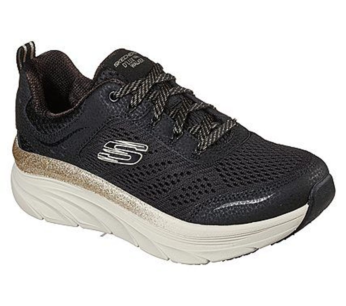 Skechers - Dlux Walker, 76-1033 - Sort/guld - 37