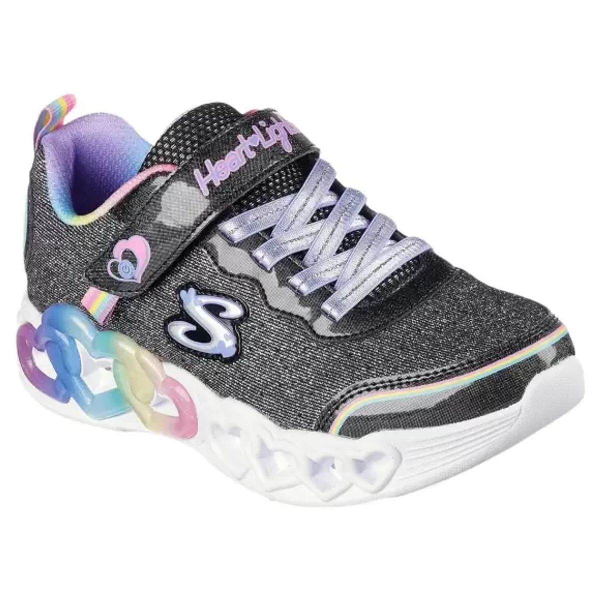 Skechers Girls Infinite Heart Lights 303751L BKMT