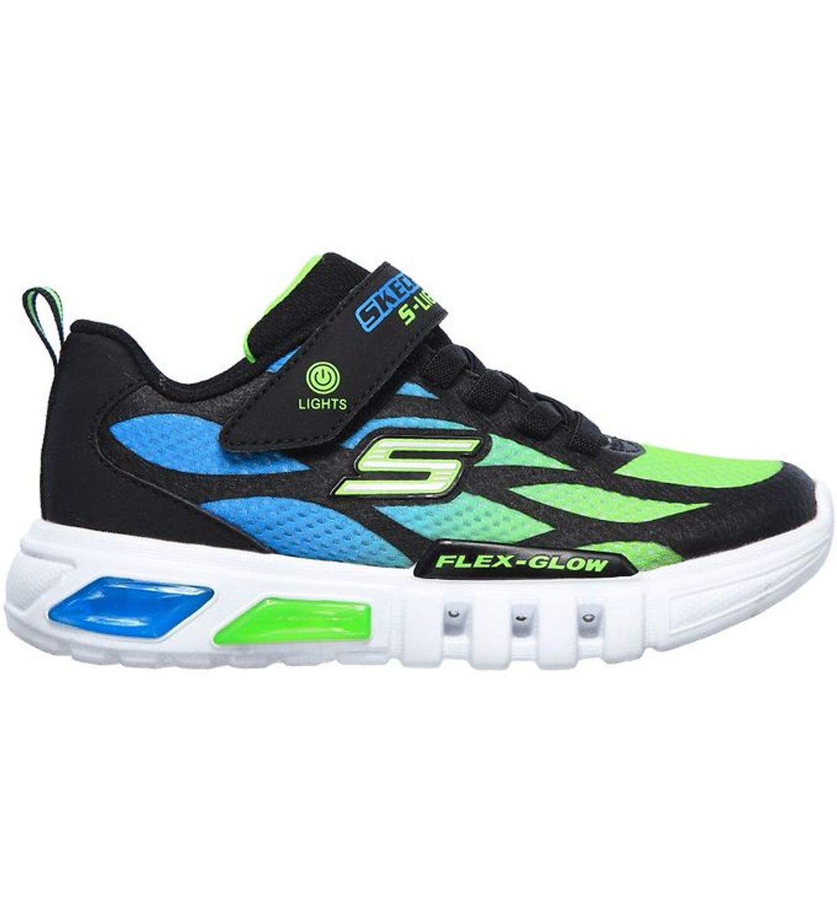 Skechers Sko m. Lys - Dezlo - Sort/Blå/Lime