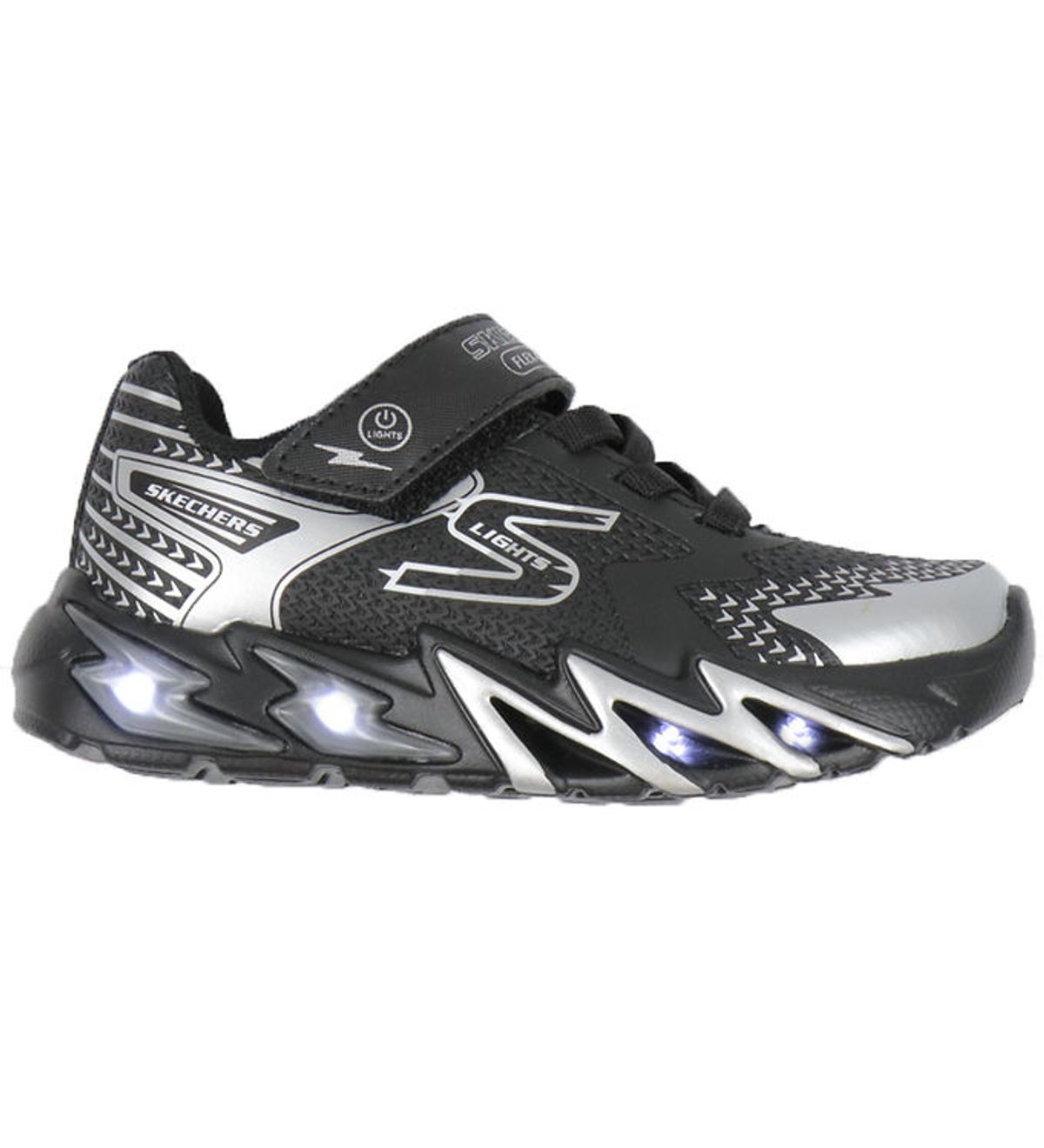 Skechers Sko m. Lys - Flex-Glow Bolt - Black/Silver