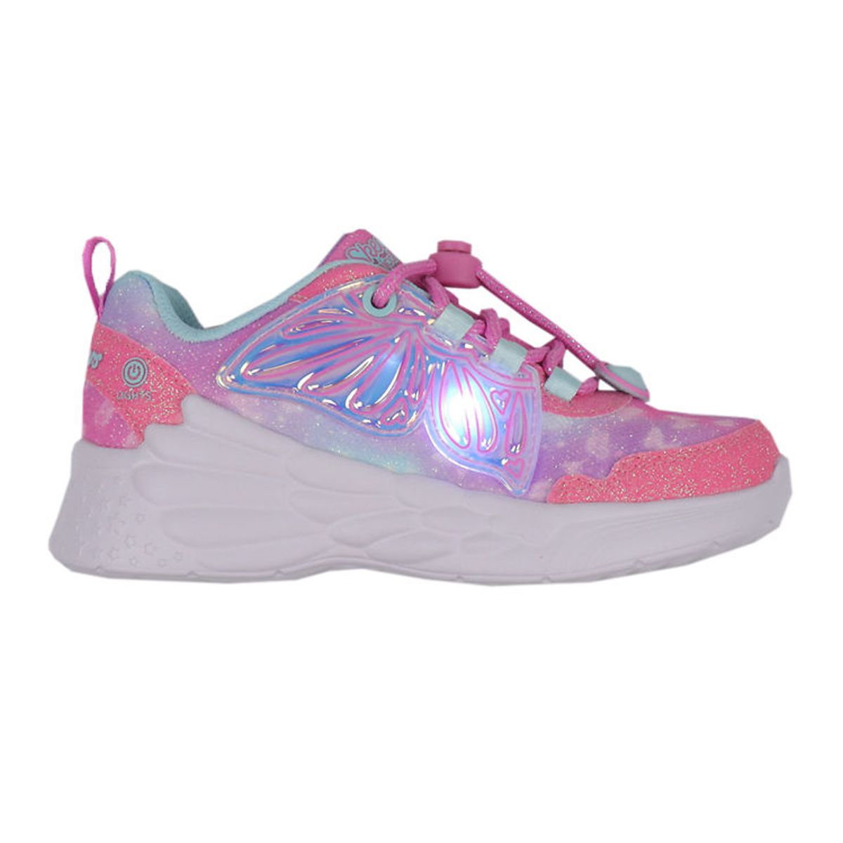 Skechers Sko m. Lys - Wing Brites - Pink/Turquoise