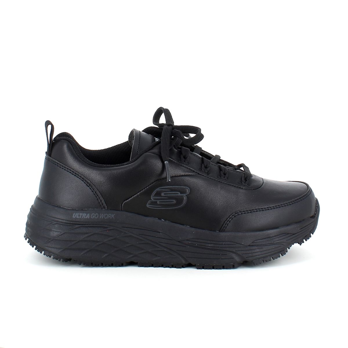 Skechers Work i sort skind med max cushioning såler - 35