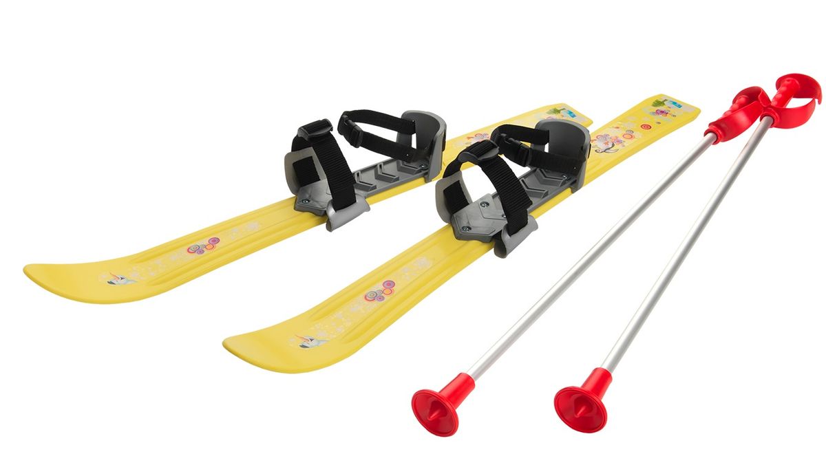 Ski til Børn 70 cm med skistave, Gul