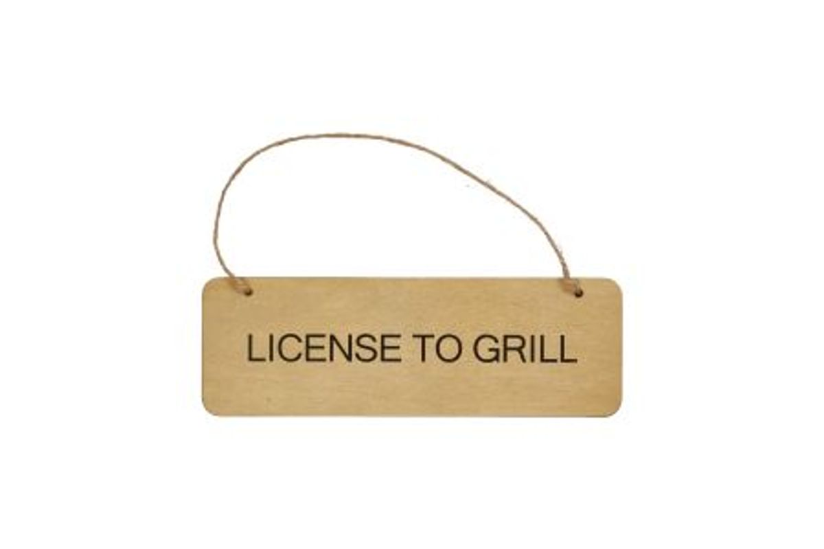 Skilt med snor - License to Grill