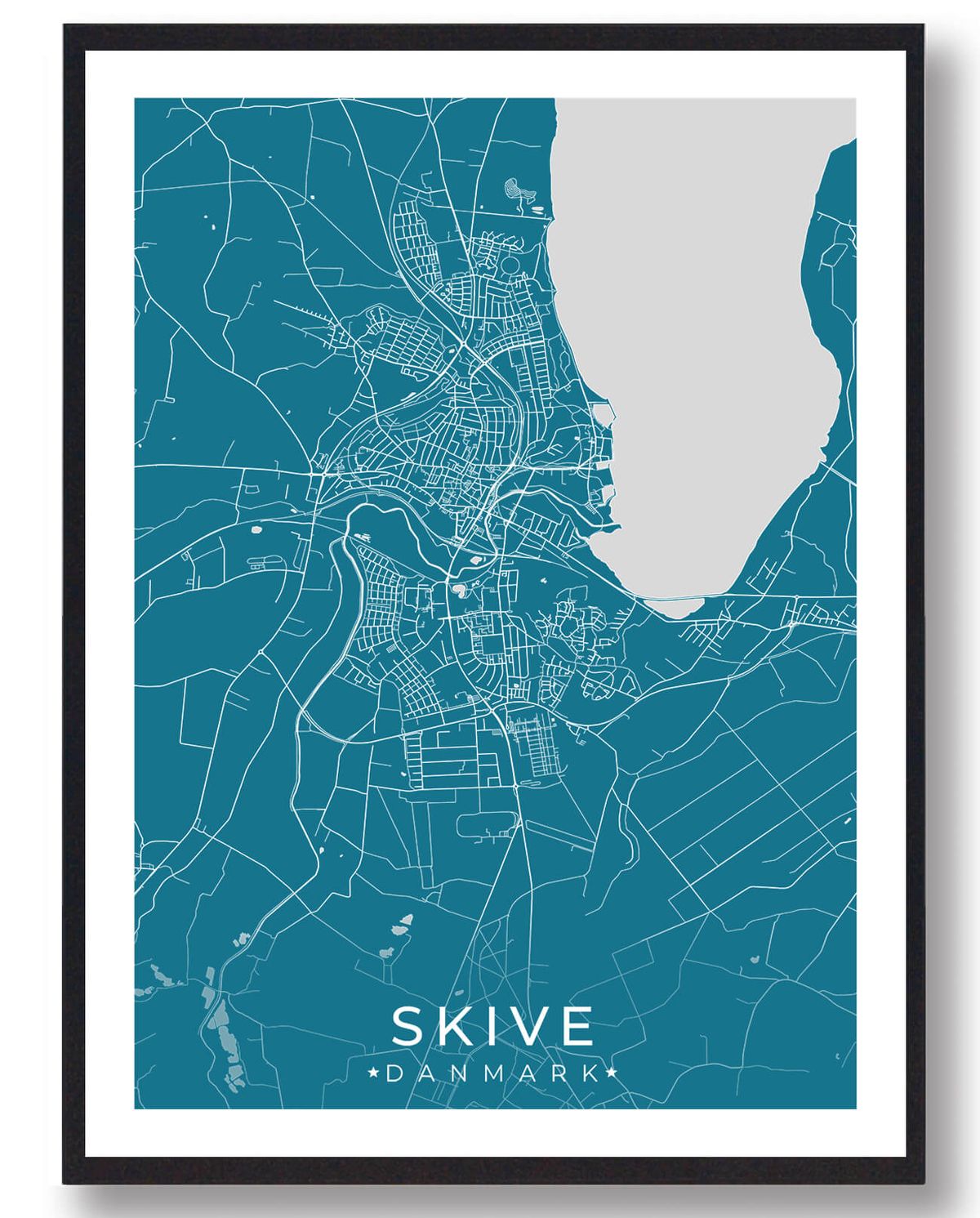 Skive by plakat - blå (Størrelse: L - 50x70cm (B2))