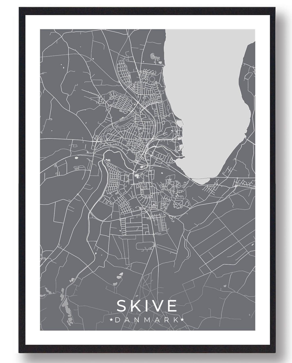 Skive by plakat - grå (Størrelse: L - 50x70cm (B2))