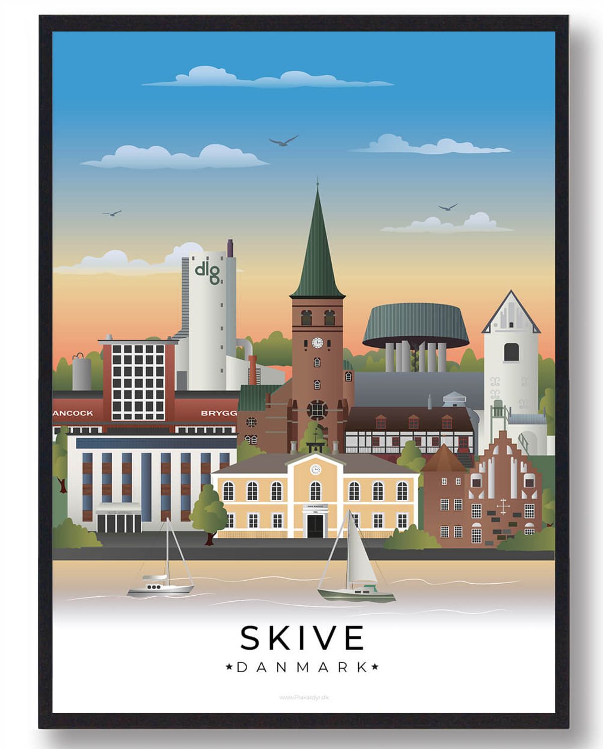 Skive byplakat (RESTPARTI) (Størrelse: M - 30x40cm)