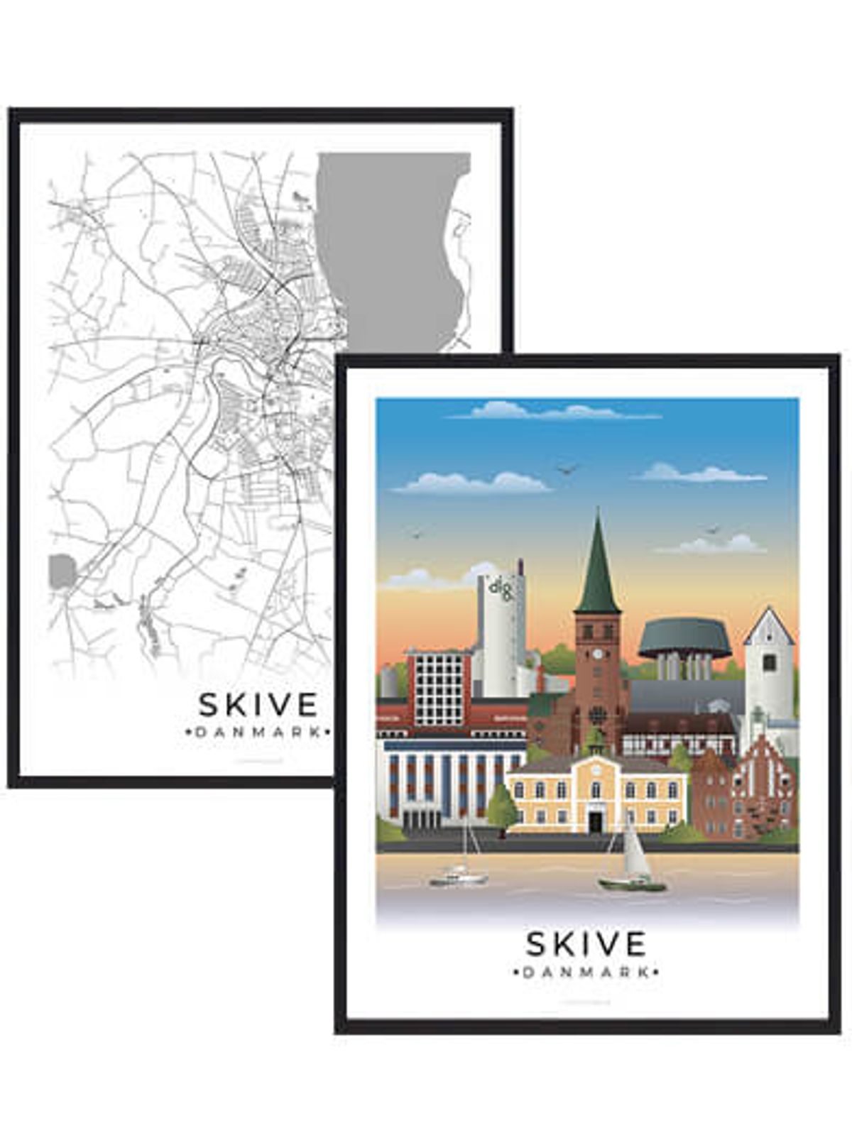 Skive byplakatsæt (Størrelse: M - 30x40cm)