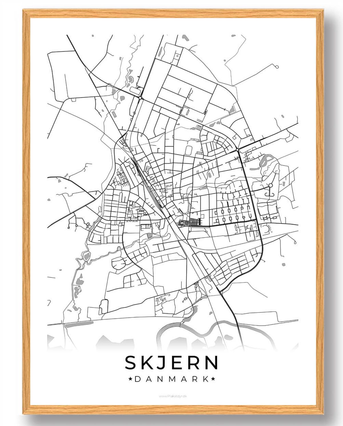 Skjern by plakat - hvid (Størrelse: L - 50x70cm (B2))