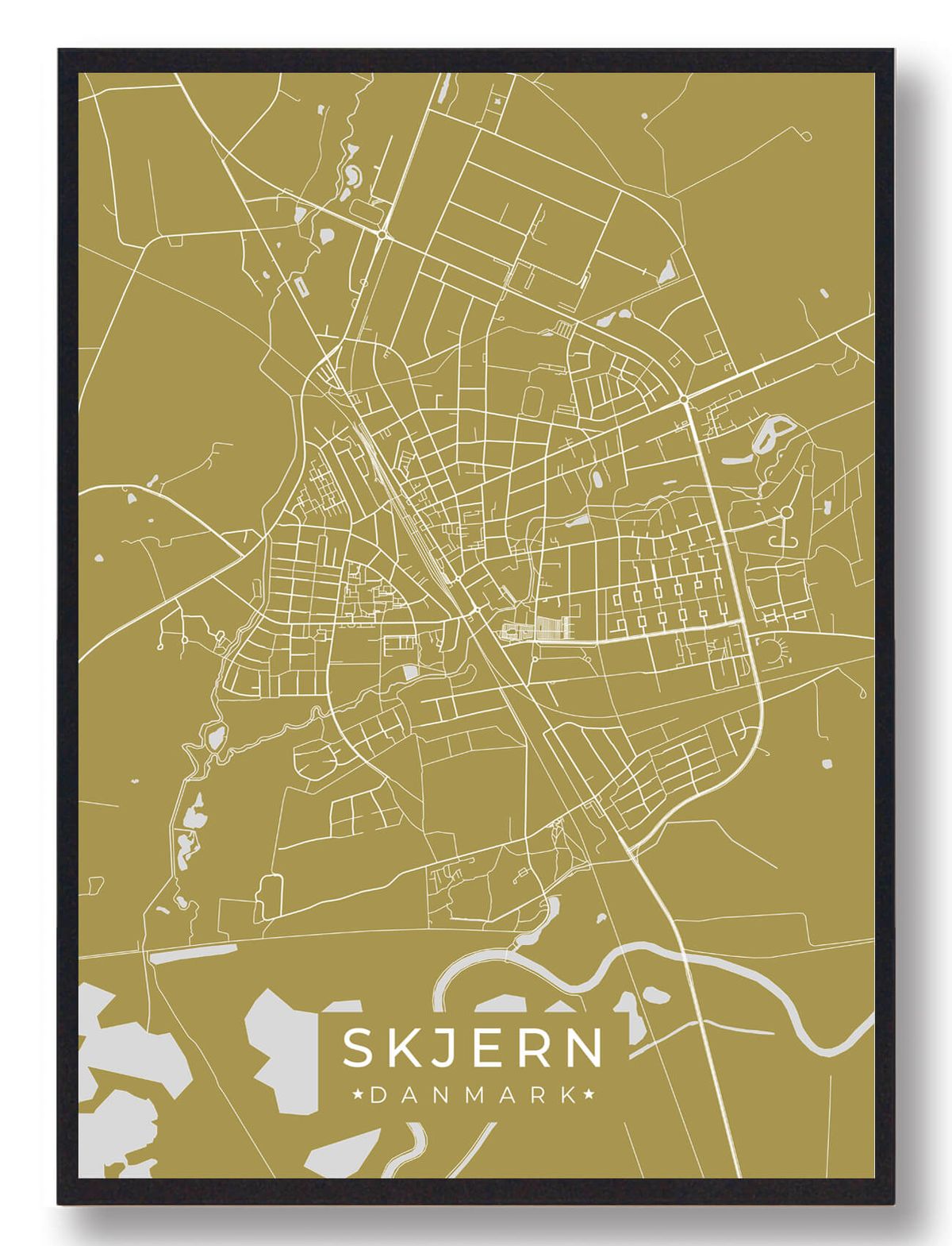 Skjern plakat - gul (Størrelse: L - 50x70cm (B2))