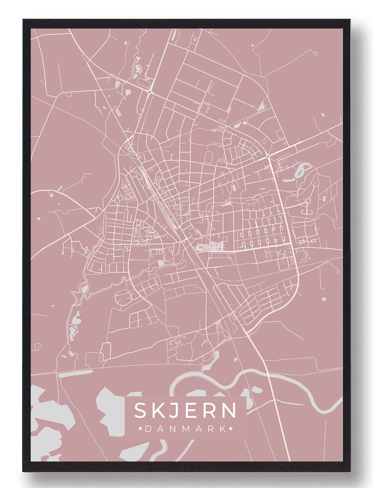 Skjern plakat - rosa (Størrelse: L - 50x70cm (B2))