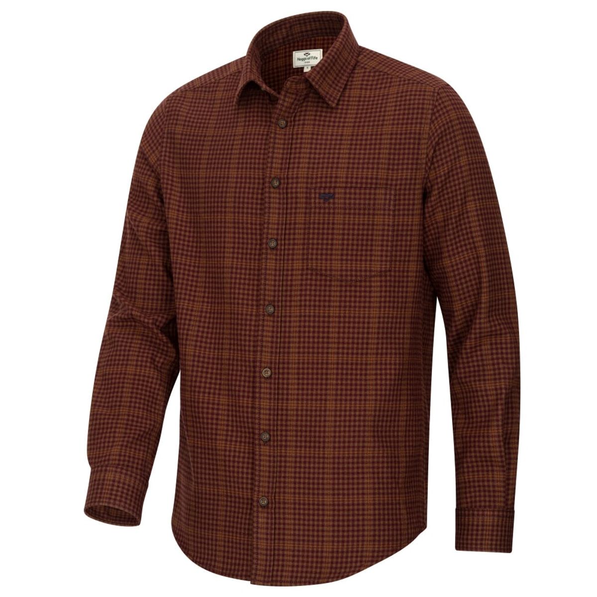 Skjorte Harris rust ternet twill, herre, bomuld/uld - XL