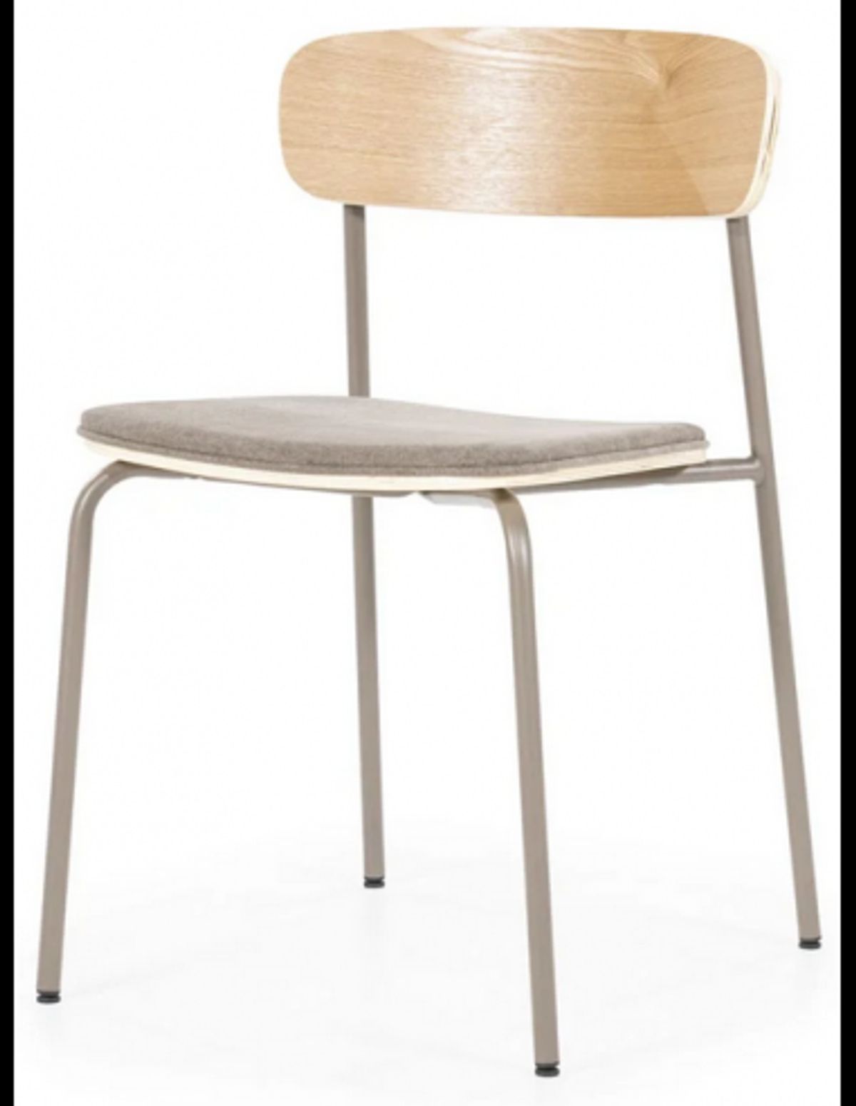 Skola spisebordsstol i metal og finér H77 cm - Taupe/Natur