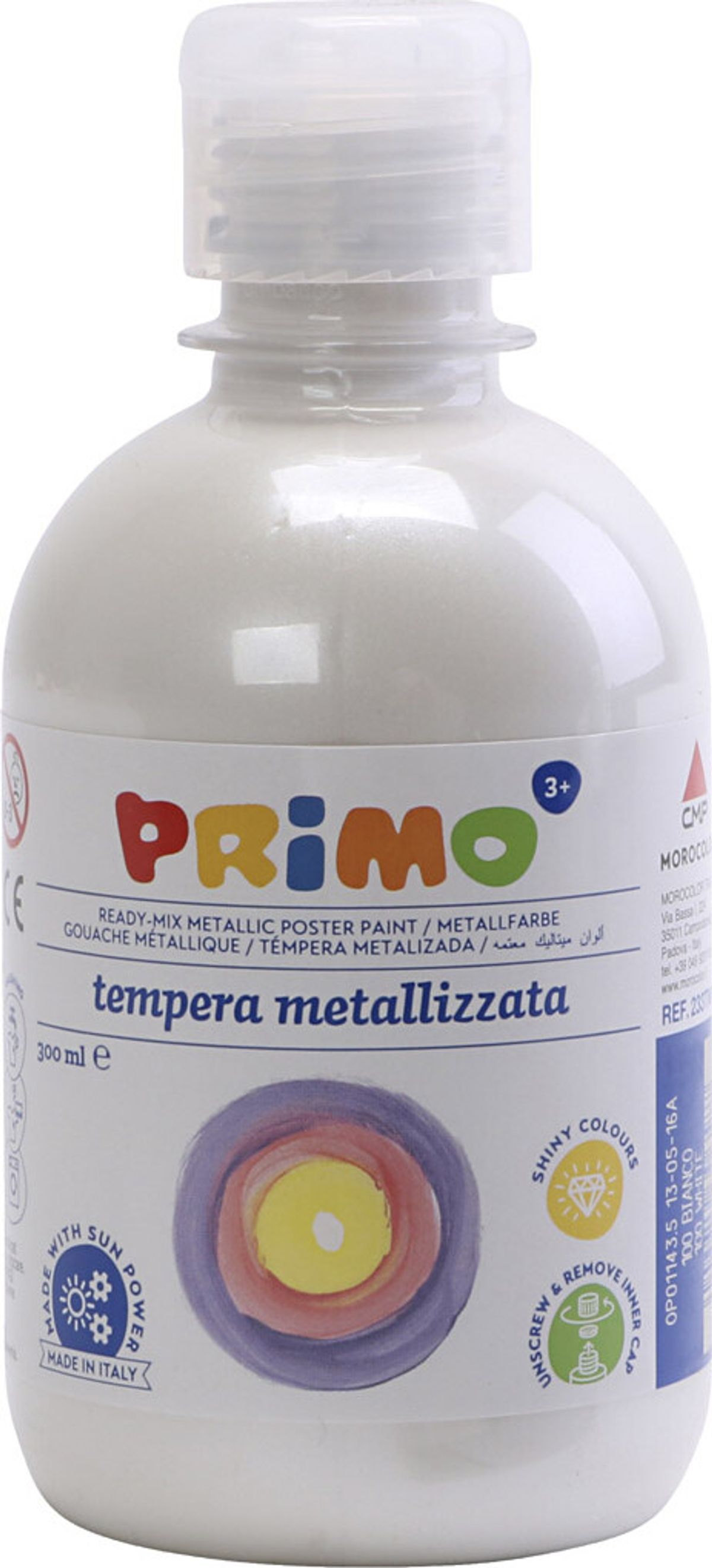 Skole Tempera Maling - Metallic - Hvid - 300 Ml