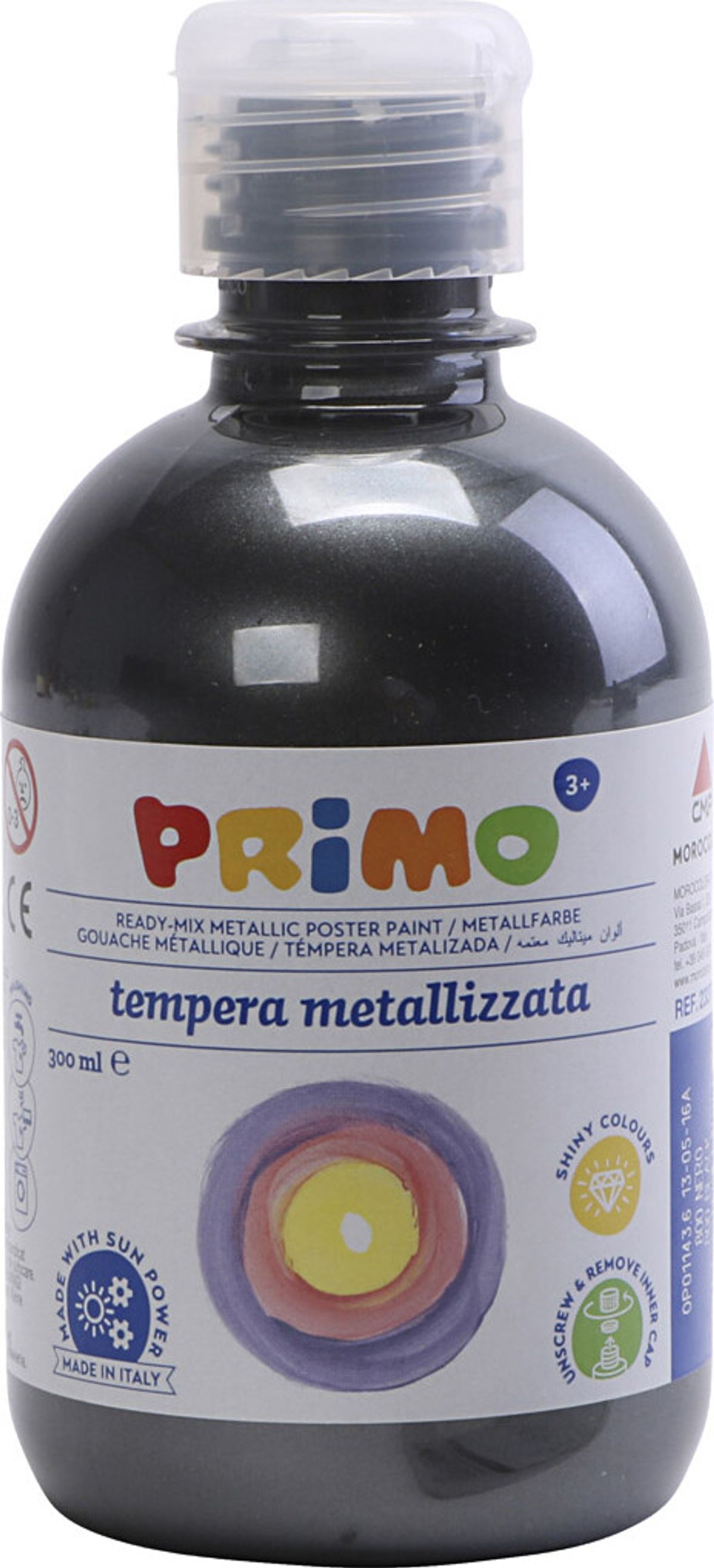 Skole Tempera Maling - Metallic - Sort - 300 Ml