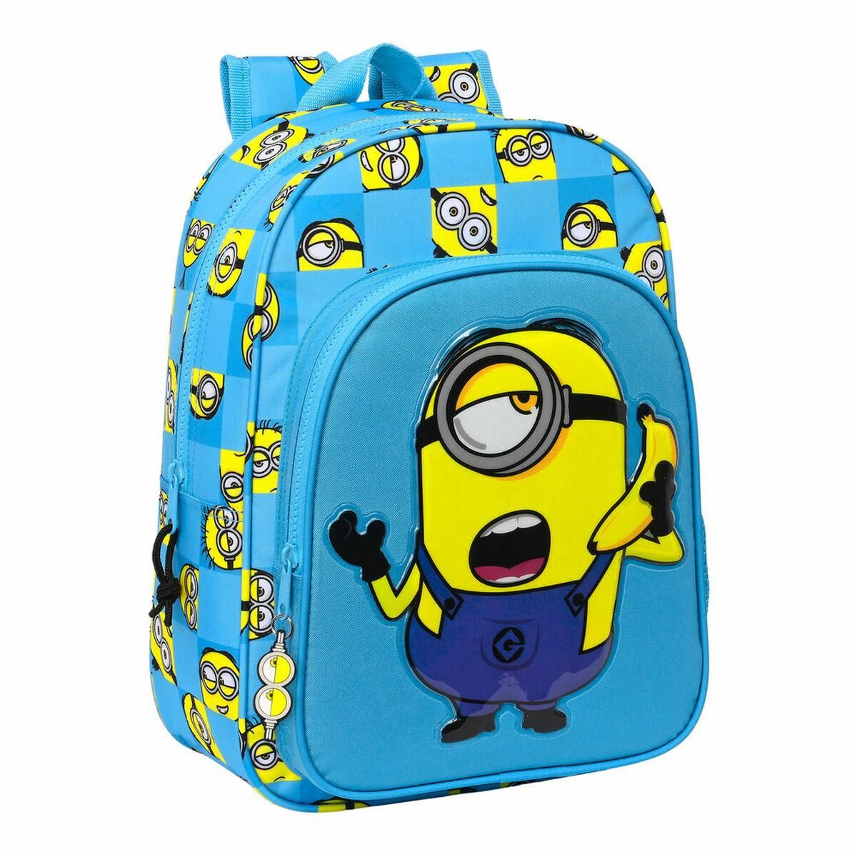 Skoletaske Minions Minionstatic Blå (26 x 34 x 11 cm)