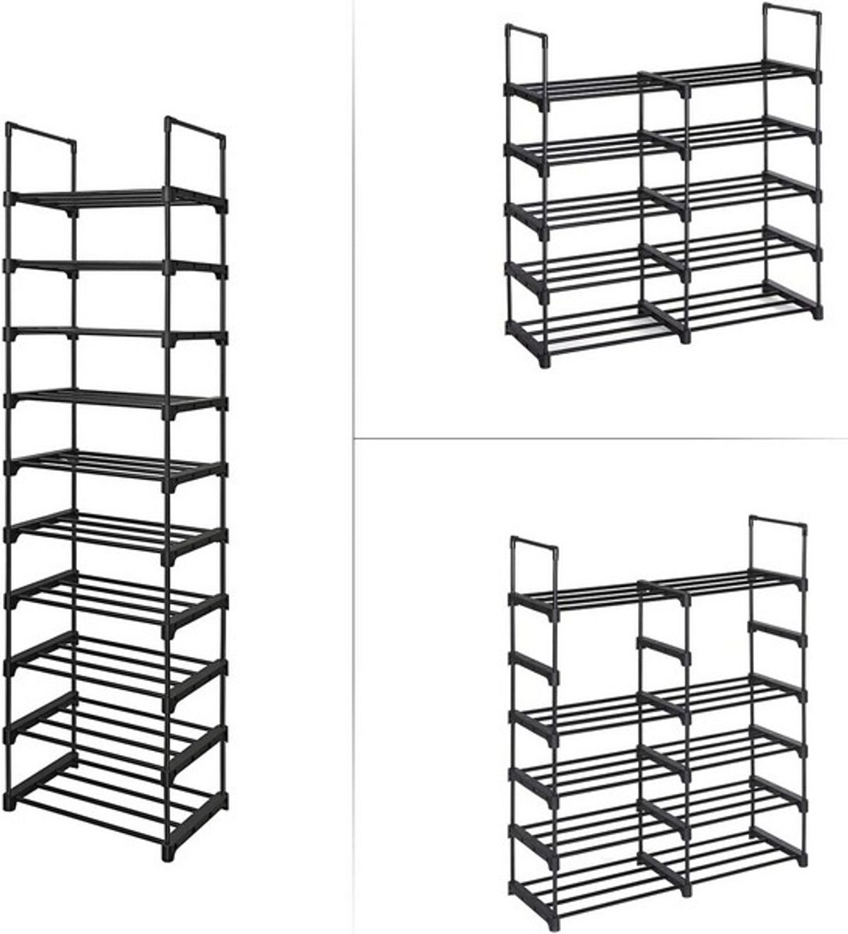 Skoreol - delbart skostativ med 10 hylder - sort 45 x 30 x 174 - Reoler og hylder > Skoreoler og skostativer - Daily-Living