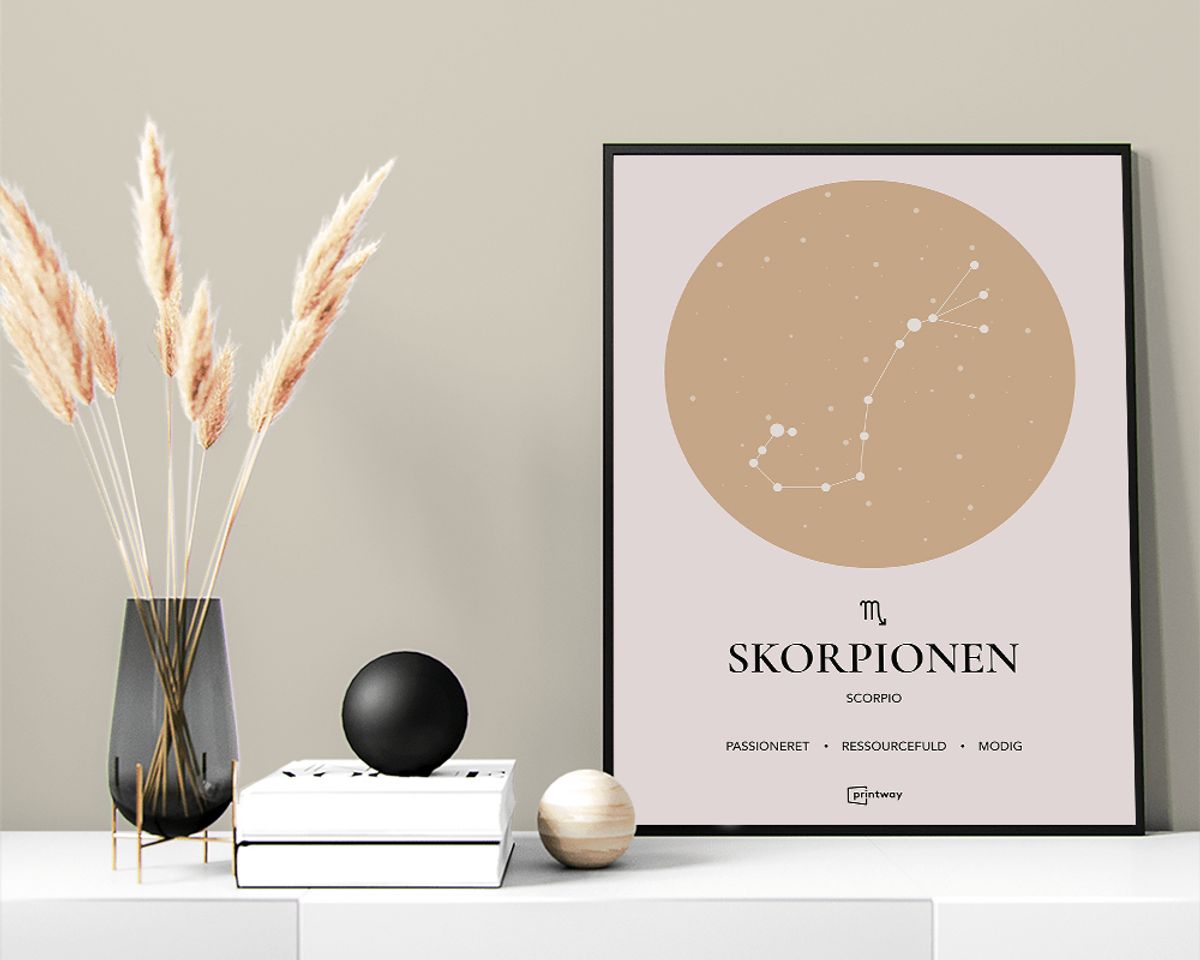 Skorpionen Stjernetegn Plakat Guld 50×70 cm (B2)