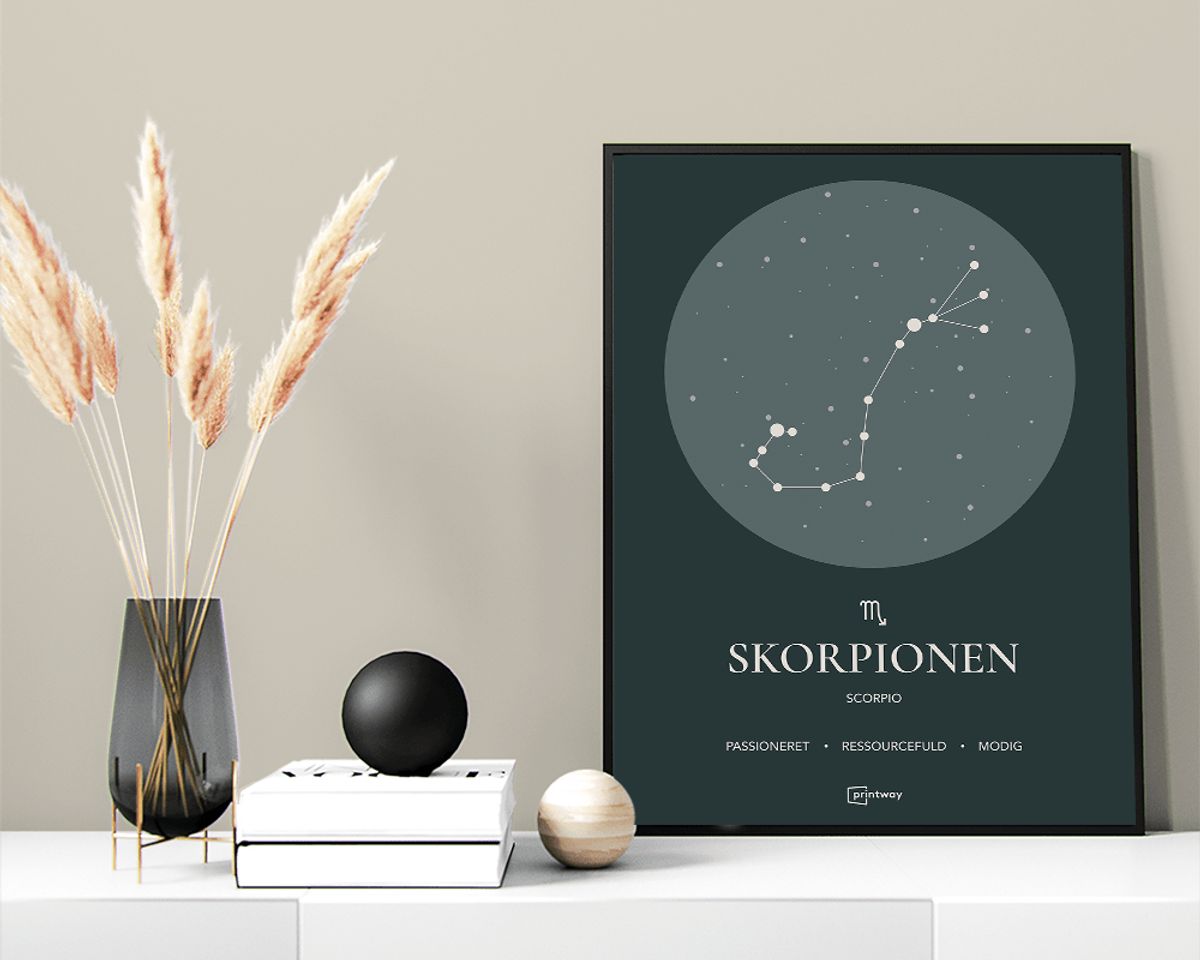 Skorpionen Stjernetegn Plakat Skovgrøn 60×84 cm (A1)