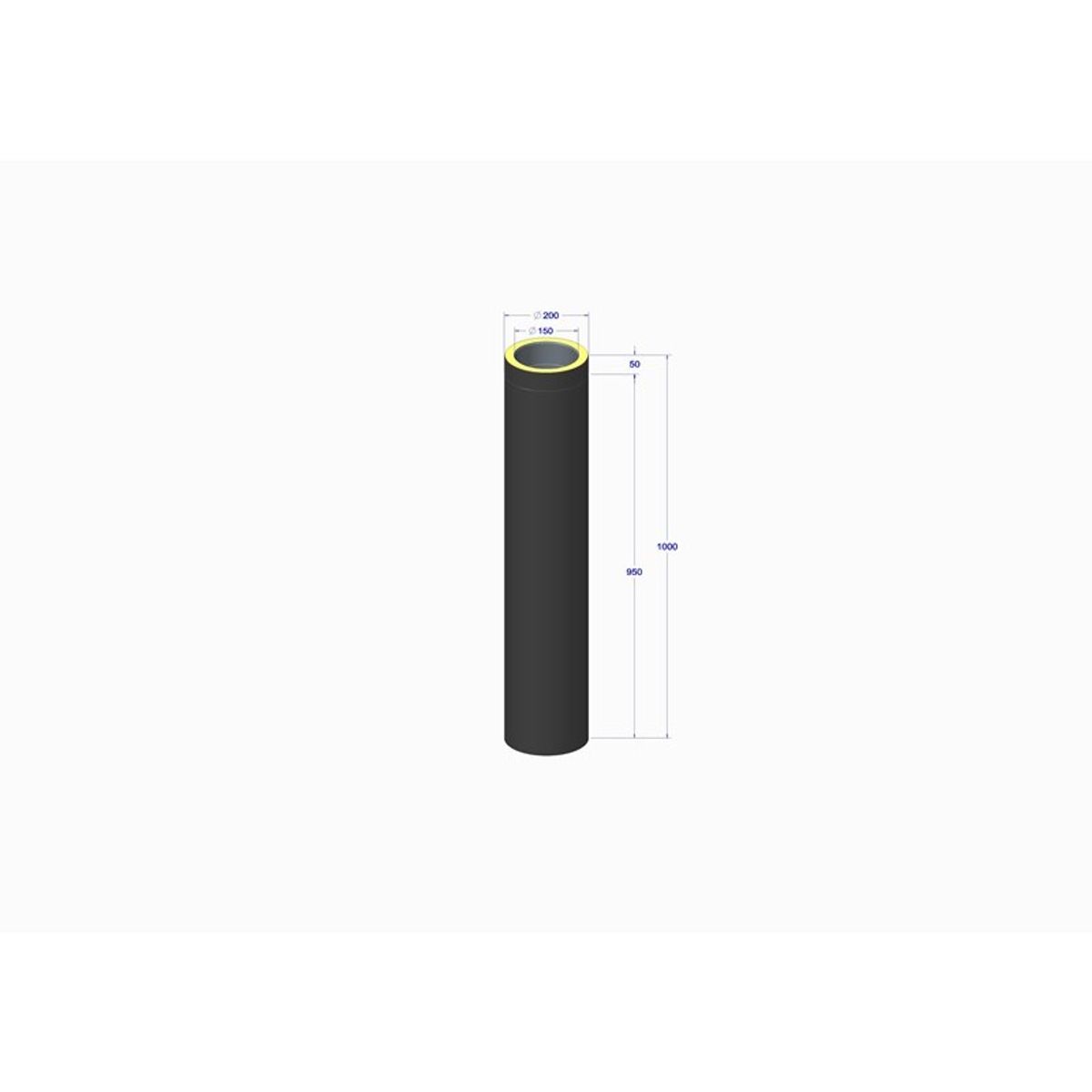 Skorstenssektion Halvisoleret Ø150 - 1000 mm