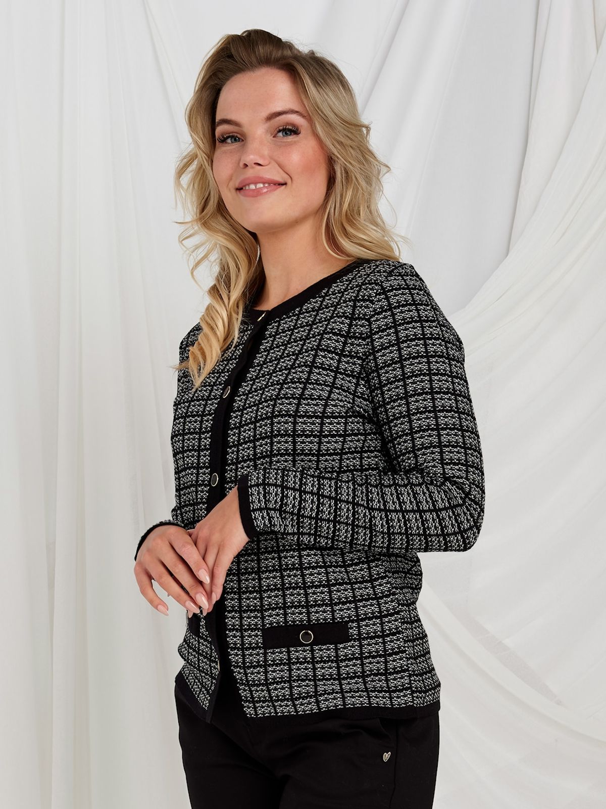 Skovhuus Kvinde Strik Cardigan Black/off XL