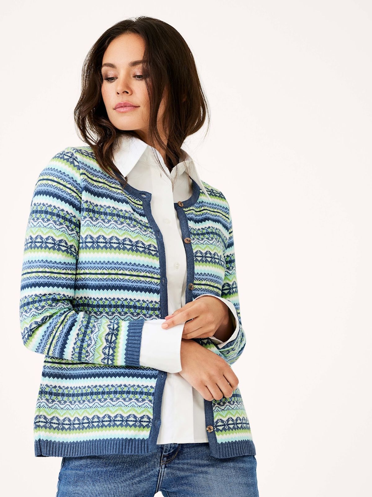 Skovhuus Kvinde Strik Cardigan Blue/Green L