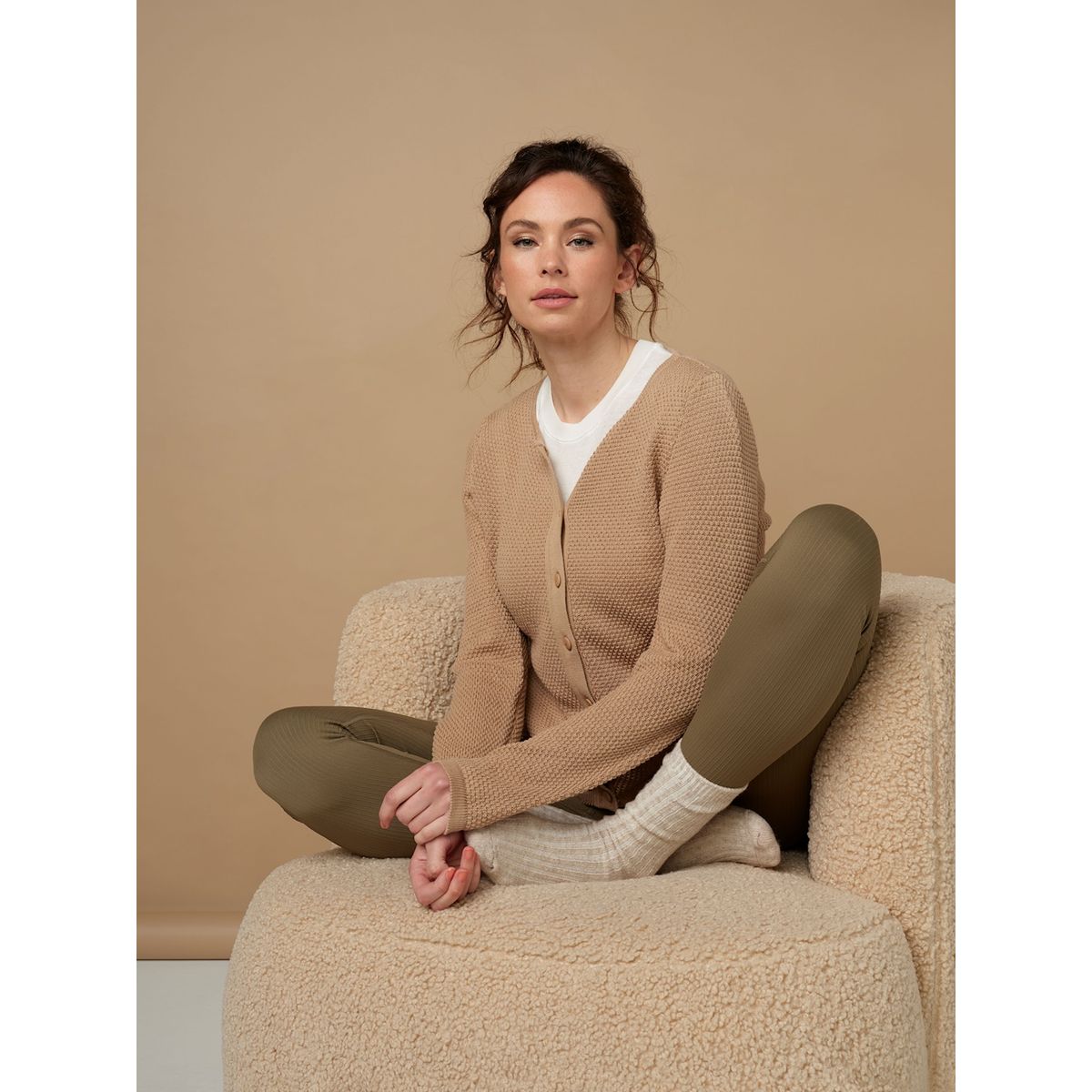 Skovhuus Kvinde Strik Cardigan Camel L