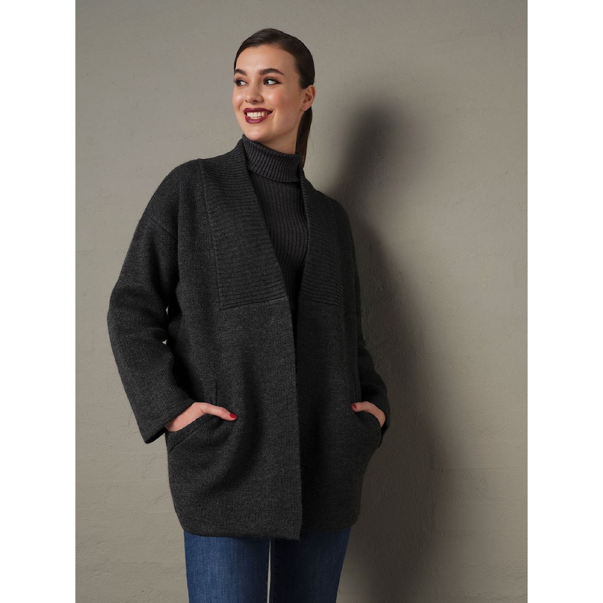 Skovhuus Kvinde Strik Cardigan Charcoal L