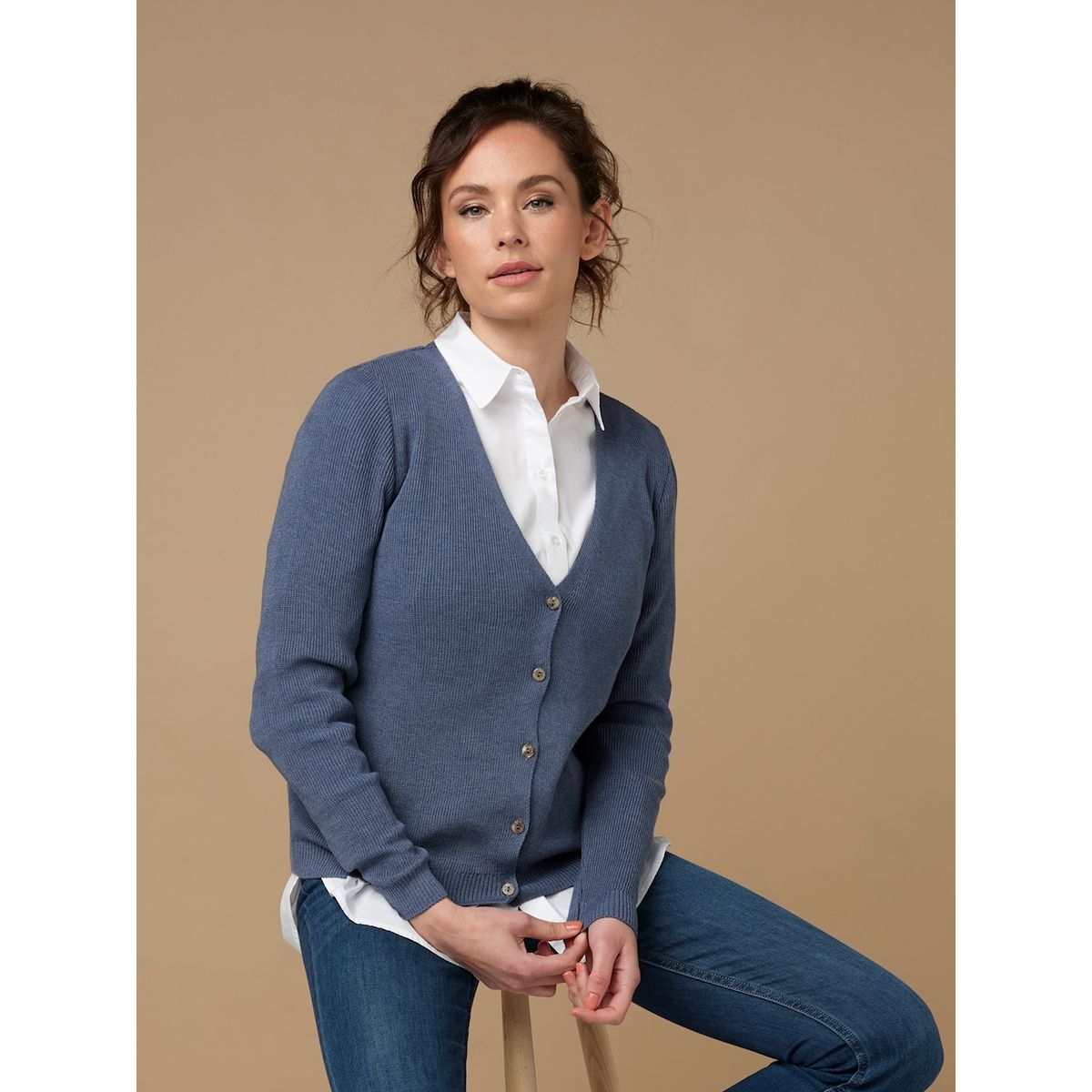 Skovhuus Kvinde Strik Cardigan Indigo XXL