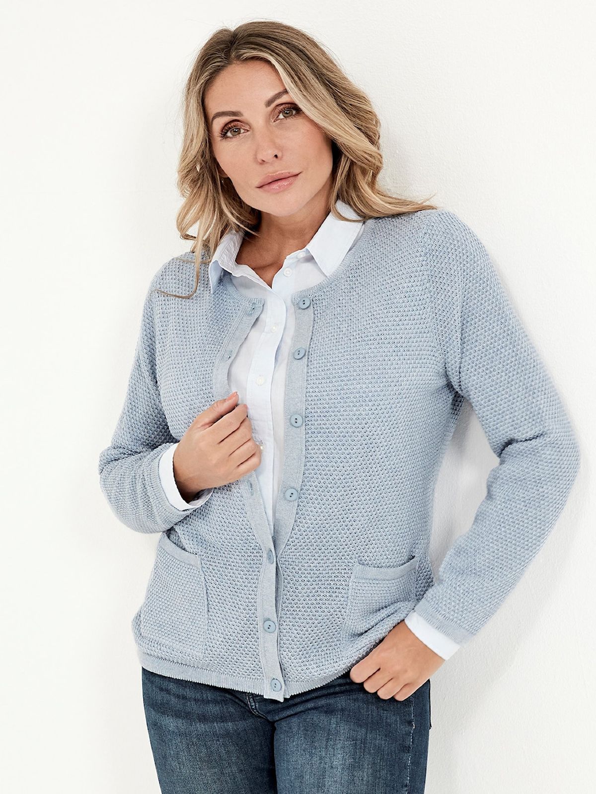 Skovhuus Kvinde Strik Cardigan Light Blue S