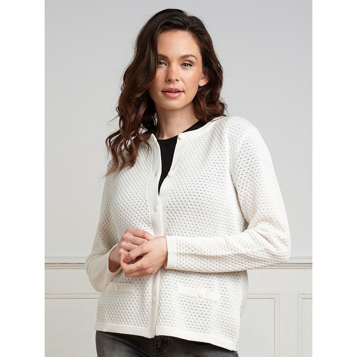 Skovhuus Kvinde Strik Cardigan Off-white XXXL