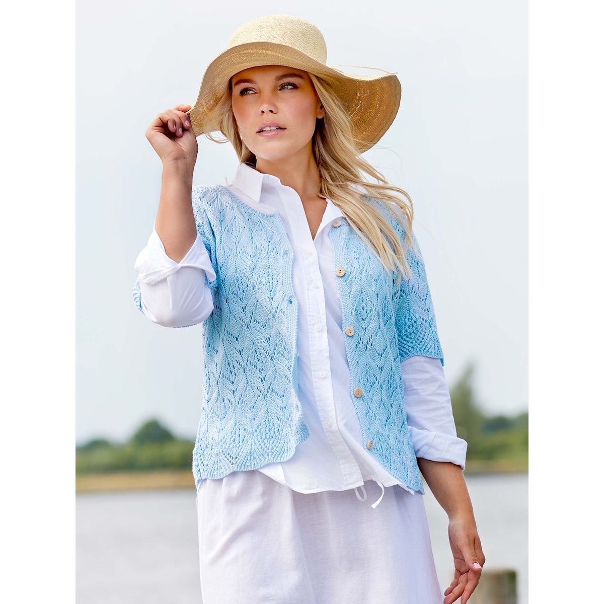 Skovhuus Kvinde Strik Cardigan Pale Blue L