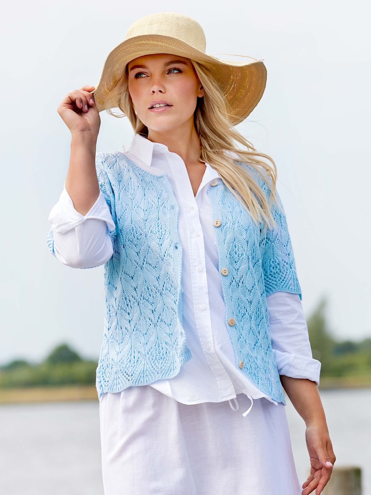 Skovhuus Kvinde Strik Cardigan Pale Blue S