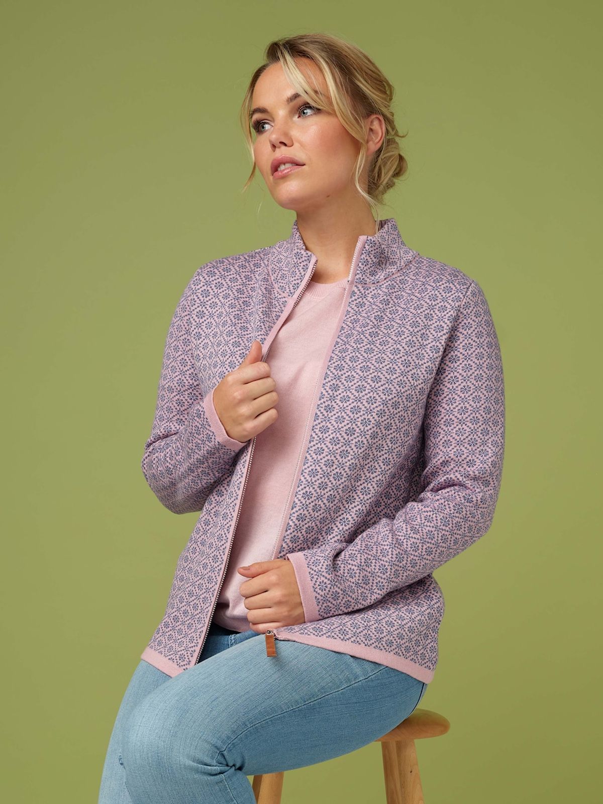 Skovhuus Kvinde Strik Cardigan Pink/Blue L