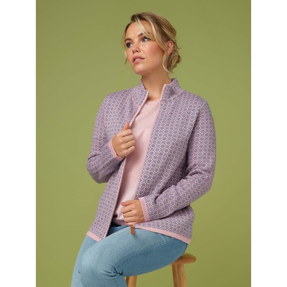 Skovhuus Kvinde Strik Cardigan Pink/Blue M