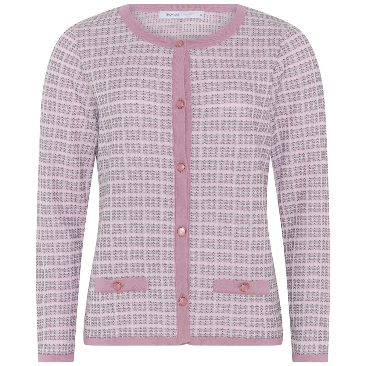 Skovhuus Kvinde Strik Cardigan Rose/Grey XL