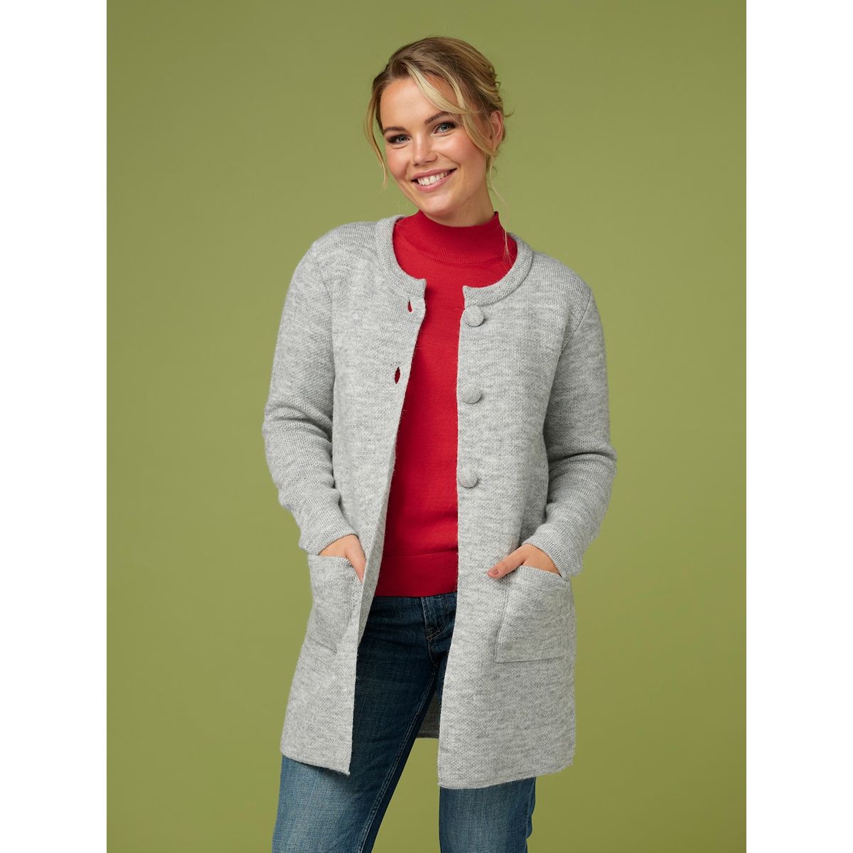 Skovhuus Kvinde Strik Cardigan Stone Grey L