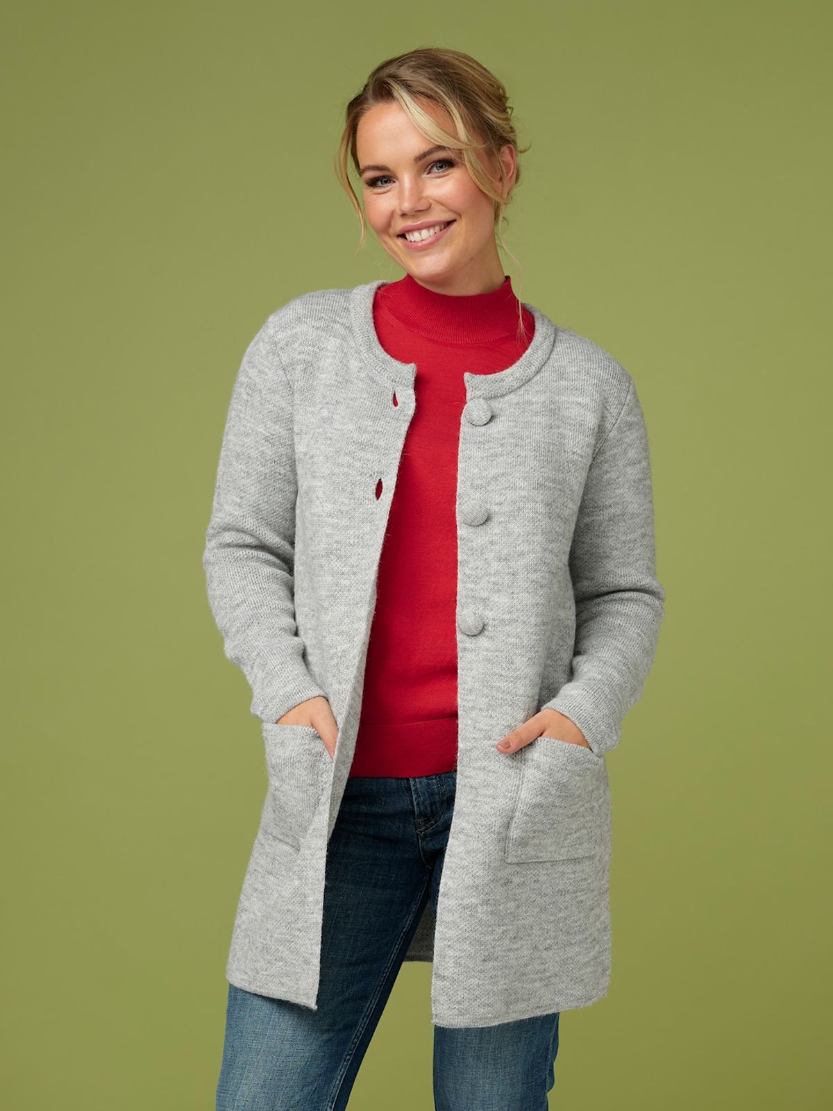 Skovhuus Kvinde Strik Cardigan Stone Grey M