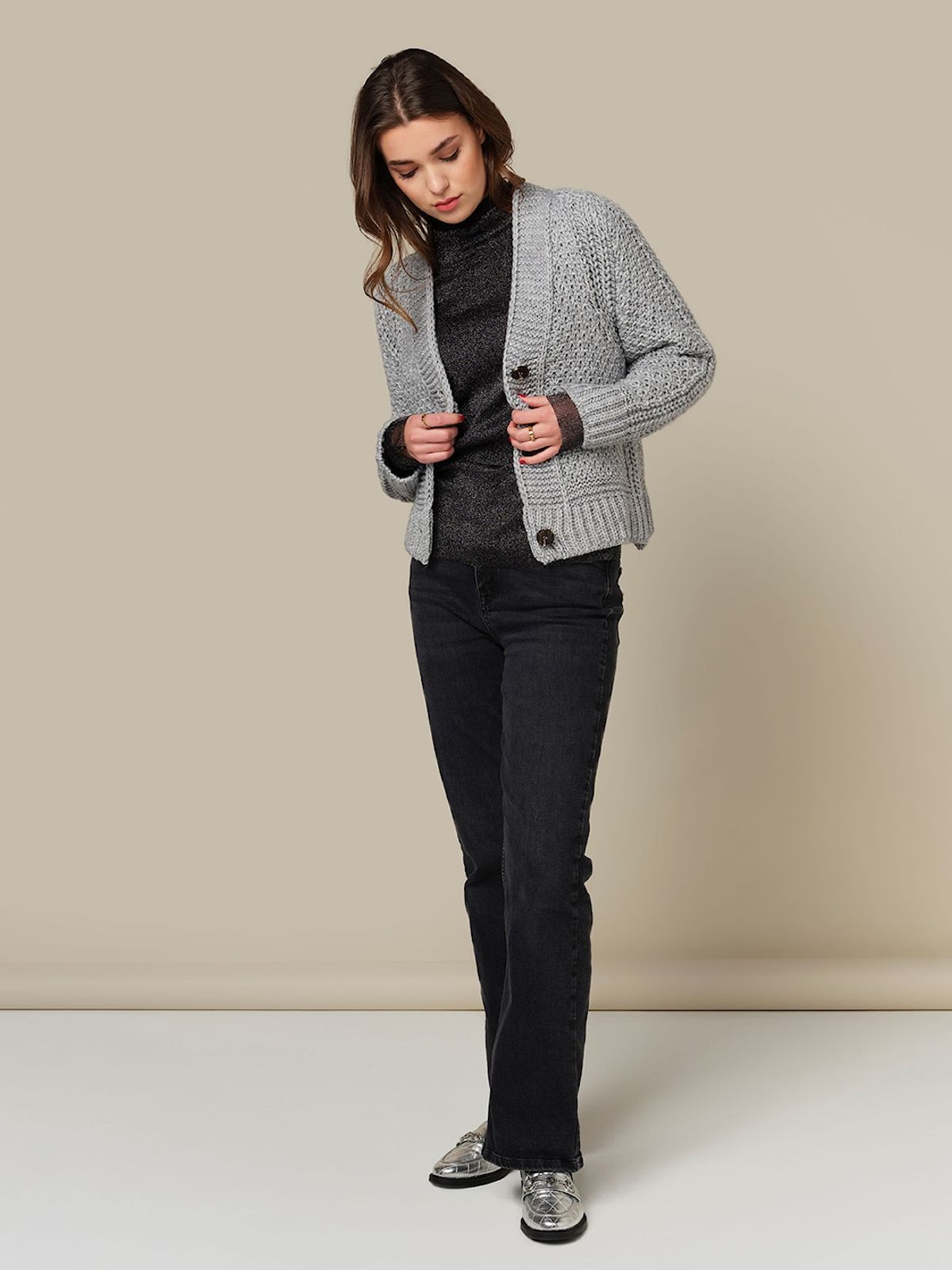 Skovhuus Kvinde Strik Cardigan Stone Grey S