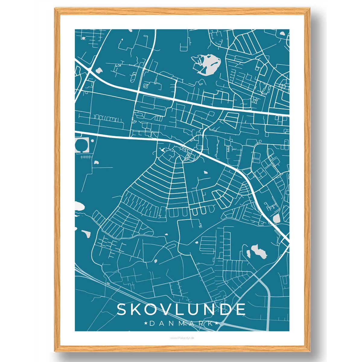 Skovlunde by plakat - blå (Størrelse: M - 30x40cm)