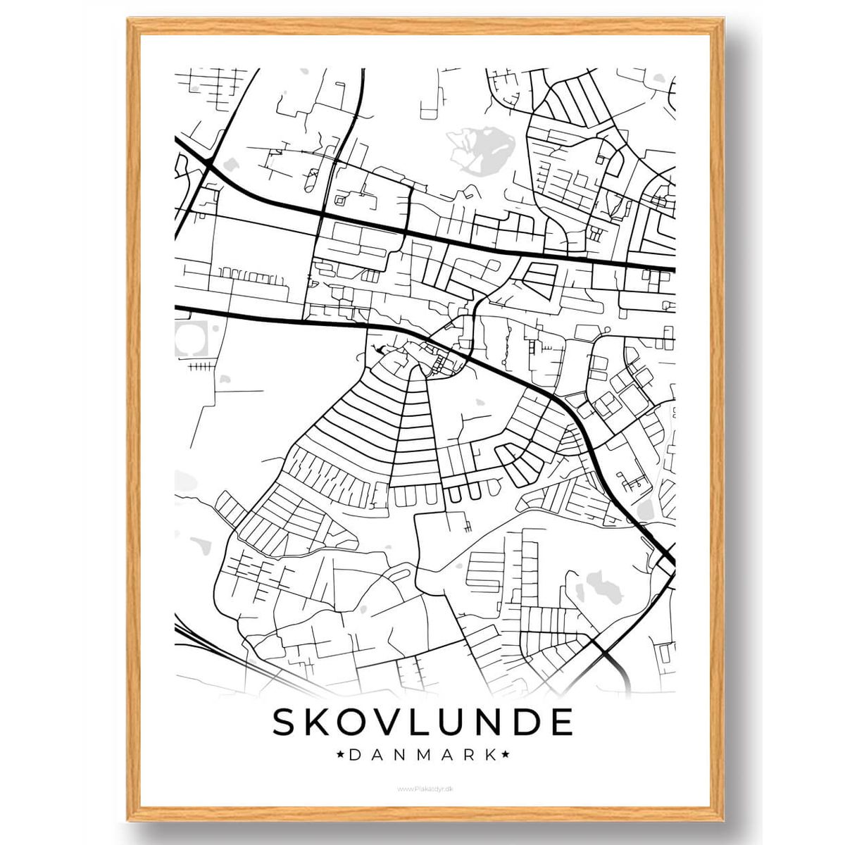 Skovlunde by plakat - hvid (Størrelse: M - 30x40cm)