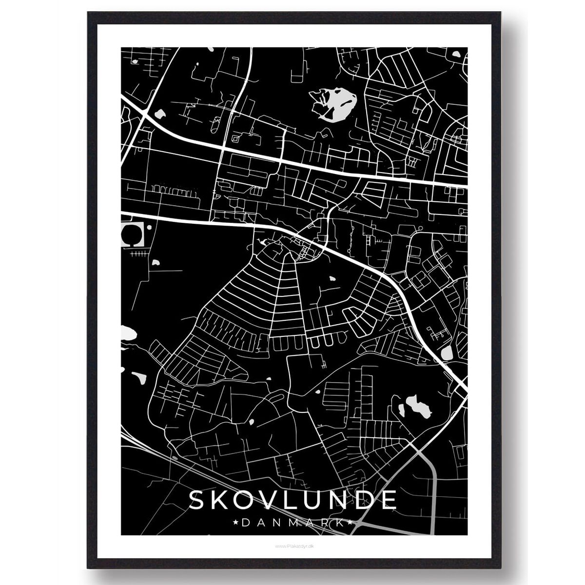 Skovlunde by plakat - sort (Størrelse: XS - 15x21cm (A5))