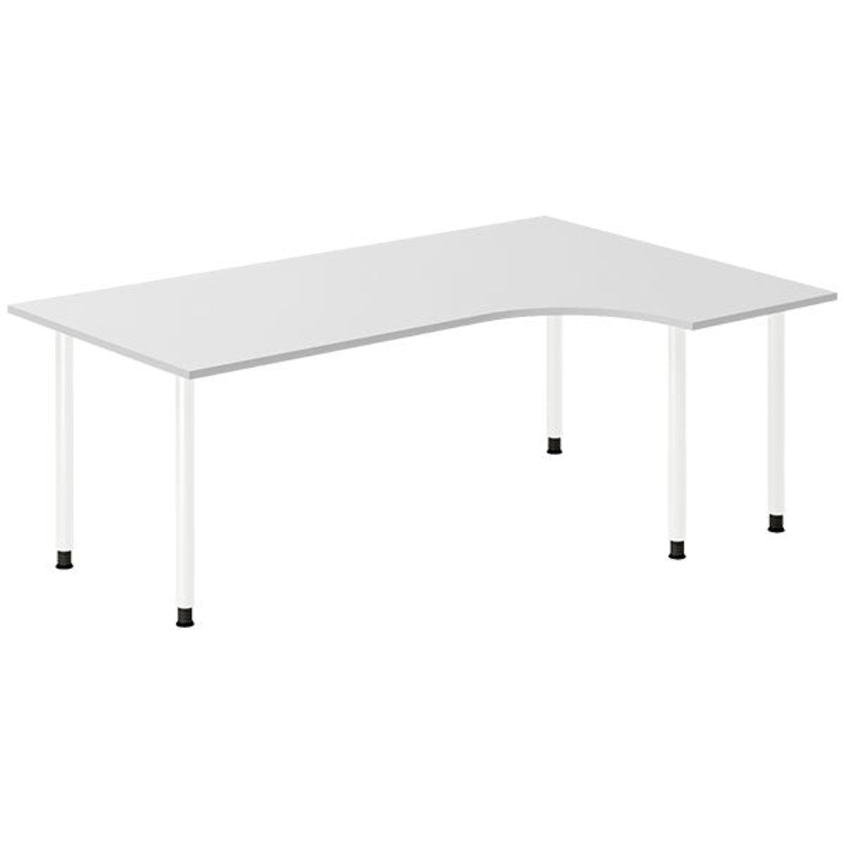 Skrivebord DNA, Lysgrå 2000x1200 mm Højre I-ben/Hvid