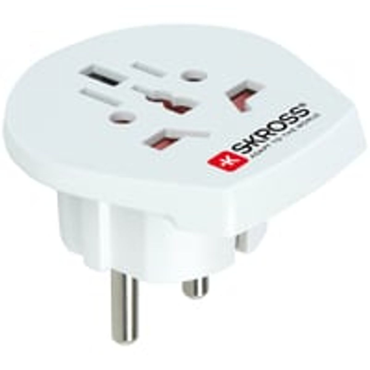 SKROSS rejseadapter EMEA/US/UK til EU, ujordet, 220-250V max 16A hvid